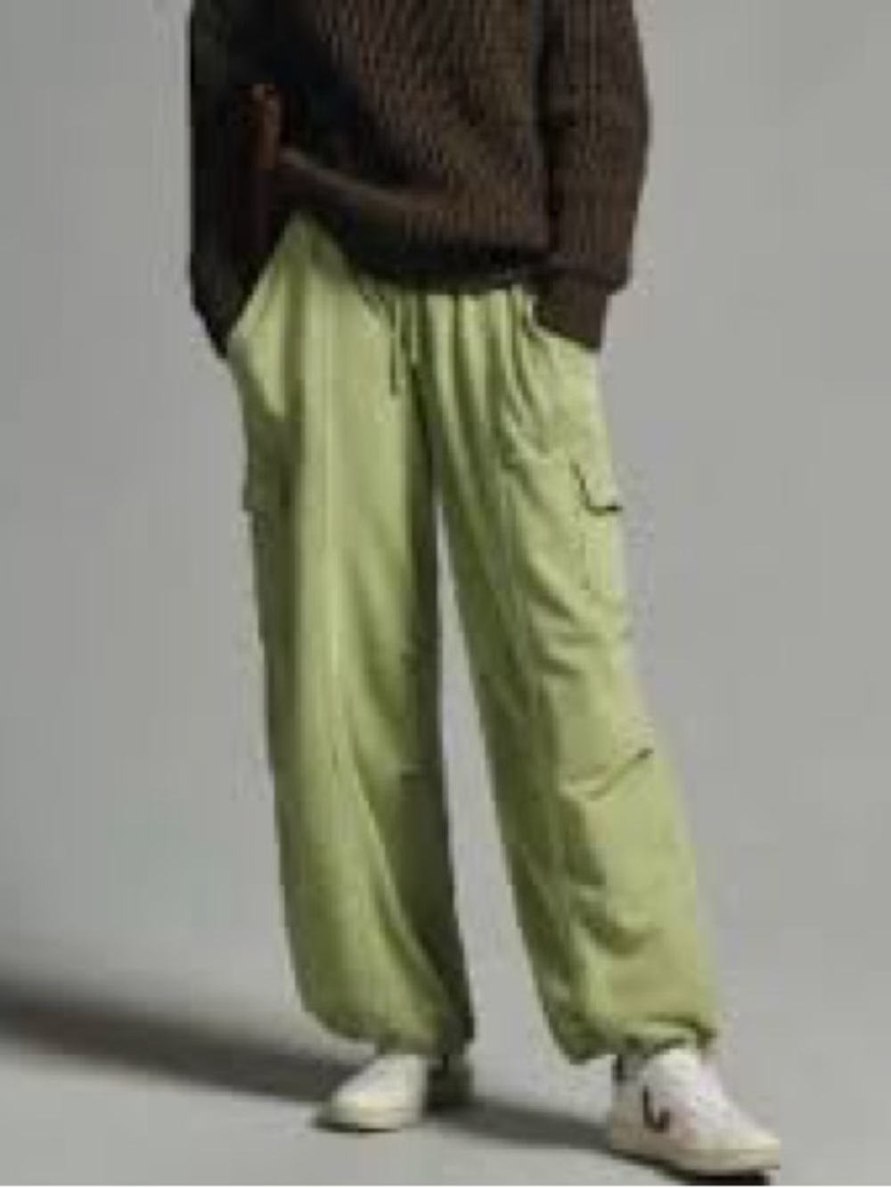 Anthropologie Light Green Drawstring Cargo Joggers